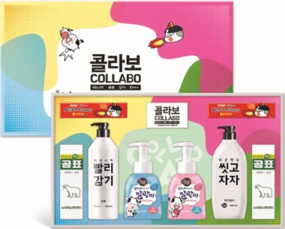 애경산업은 펀슈머 소비 트렌드에 맞춰 이색 컬래버레이션 상품으로 구성된 '애경 콜라보 믹스 선물세트'를 출시했다.(이미지=애경산업)