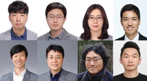 왼쪽 위부터 박은혁·박재식·성효진·이남훈·조민수·최승문·정재훈 교수, 컴퓨터공학과 통합과정 민주홍 씨(사진=포스텍)