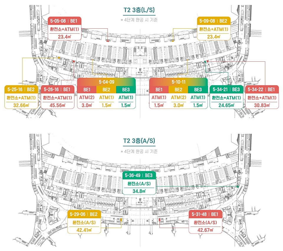 인천공항 2터미널 출국장 은행·환전소 사업권 배치도. (자료=인천공항공사)