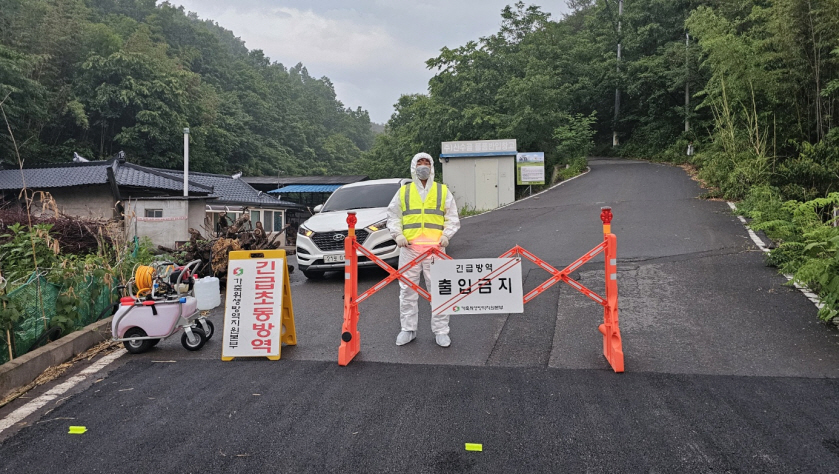 돼지열병이 발생한 경북 영천의 한 양돈농가. [사진=연합뉴스, 출처=경북도]