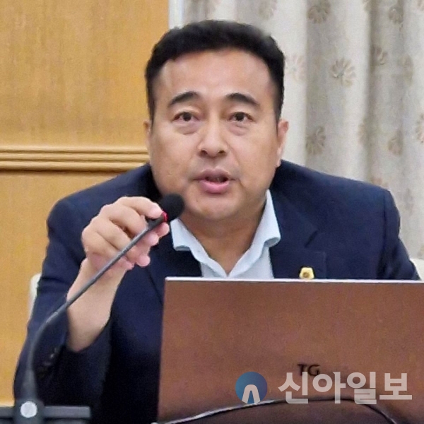 김영삼 대전시의원이 16일 한선희 전략사업추진실장에게 질의를 하고 있다. (사진=정태경 기자)