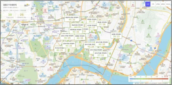 성동구가 국내 지방자치단체 최초로 인공지능(AI) 영상분석 신기술을 활용한 미세먼지 지도를 구축했다 (사진=성동구)